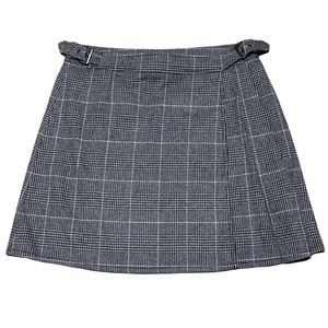 SALE!  ESCADA Sport Plaid Pleat Wrap Skirt Wool Buckles Size 42 (US 10) EUC